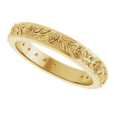 14K Yellow Gold 2.7 mm  Floral Flat Band Size 7