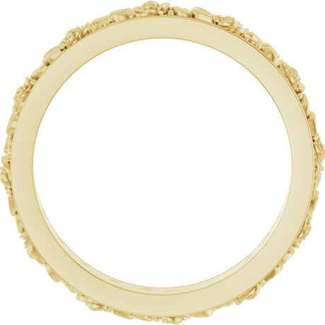 14K Yellow Gold 2.7 mm  Floral Flat Band Size 7