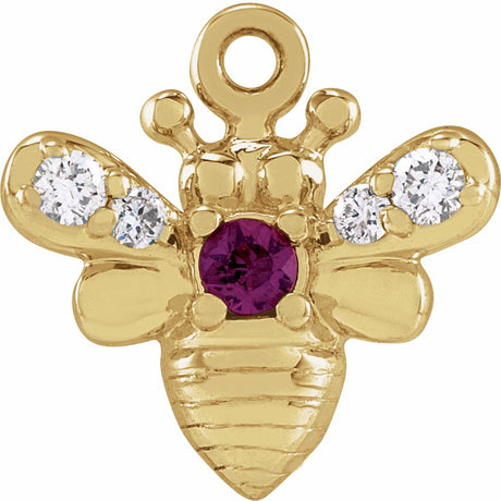 14K Yellow Natural Ruby & .05 CTW Natural Diamond Bee Dangle