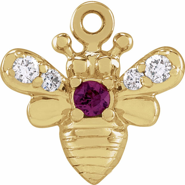 14K Yellow Natural Ruby & .05 CTW Natural Diamond Bee Dangle