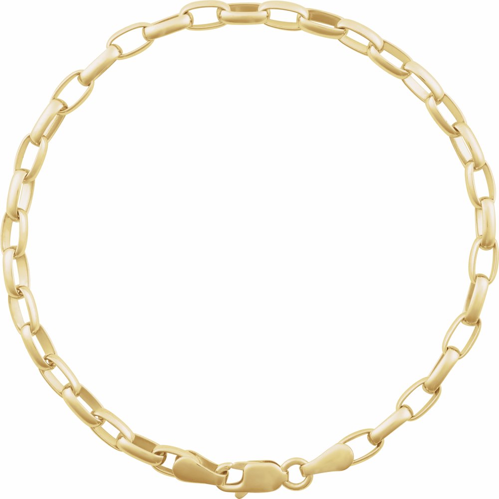 14K Yellow Gold 3.9 mm Puffed Oval Cable 7" Chain