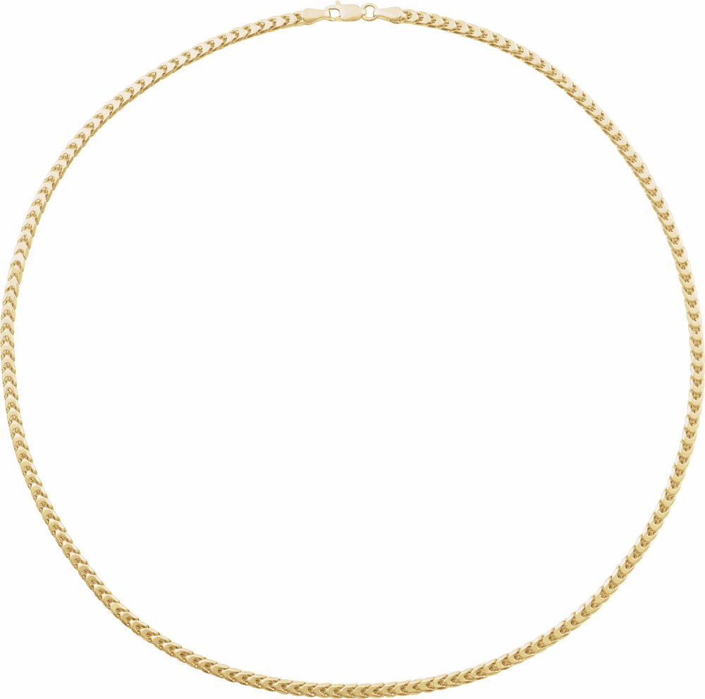 14K Yellow Gold 3.4 mm Hollow Diamond-Cut Franco 8" Chain