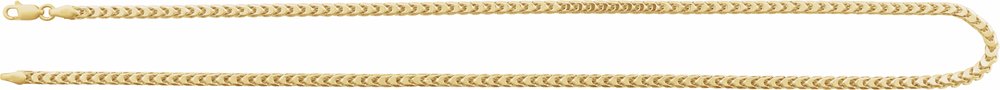 14K Yellow 3.4 mm Hollow Diamond-Cut Franco 24" Chain