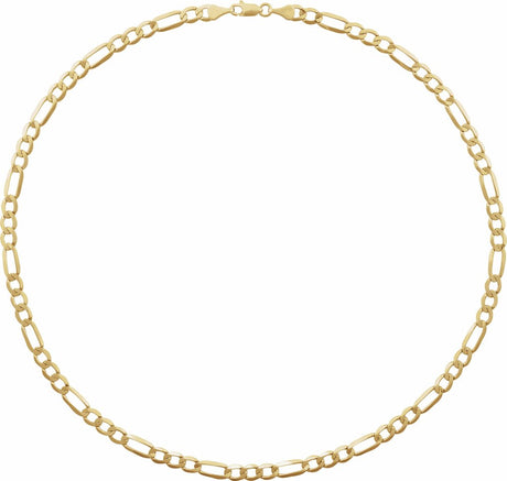 14K Yellow Gold 5.1 mm Figaro 24" Chain