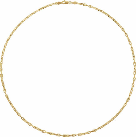 14K Yellow 2.6 mm Diamond-Cut Anchor 18" Chain