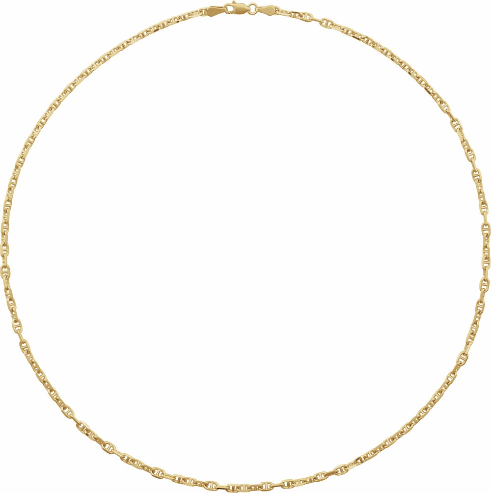 14K Yellow 2.6 mm Diamond-Cut Anchor 24" Chain