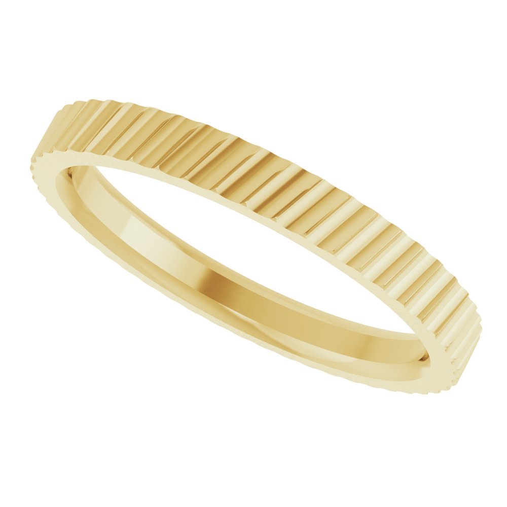 14K Yellow Gold 2.5 mm Diagonal Grooved Flat Band
