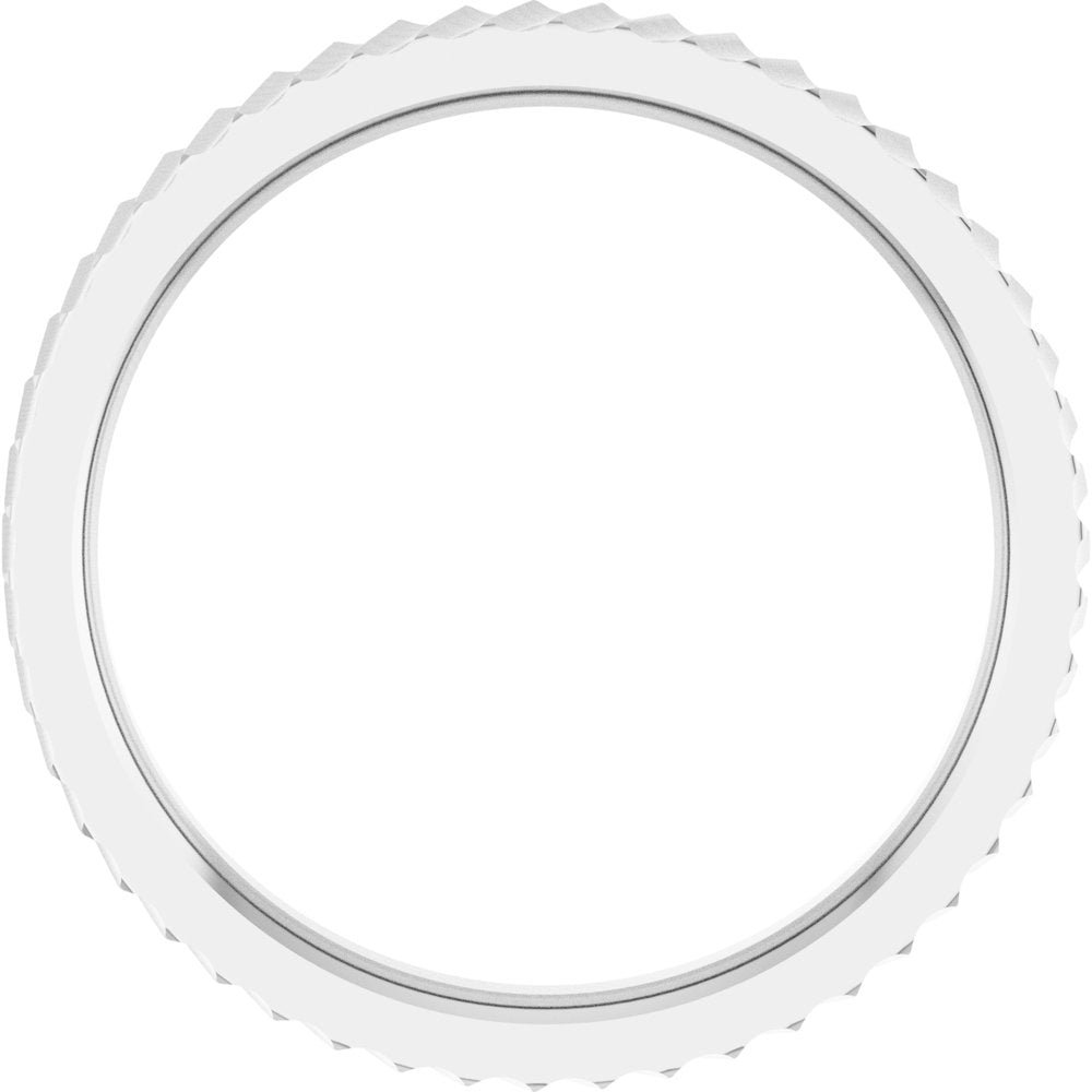 14K White Gold 2.5 mm Diagonal Grooved Flat Band Size 7.5