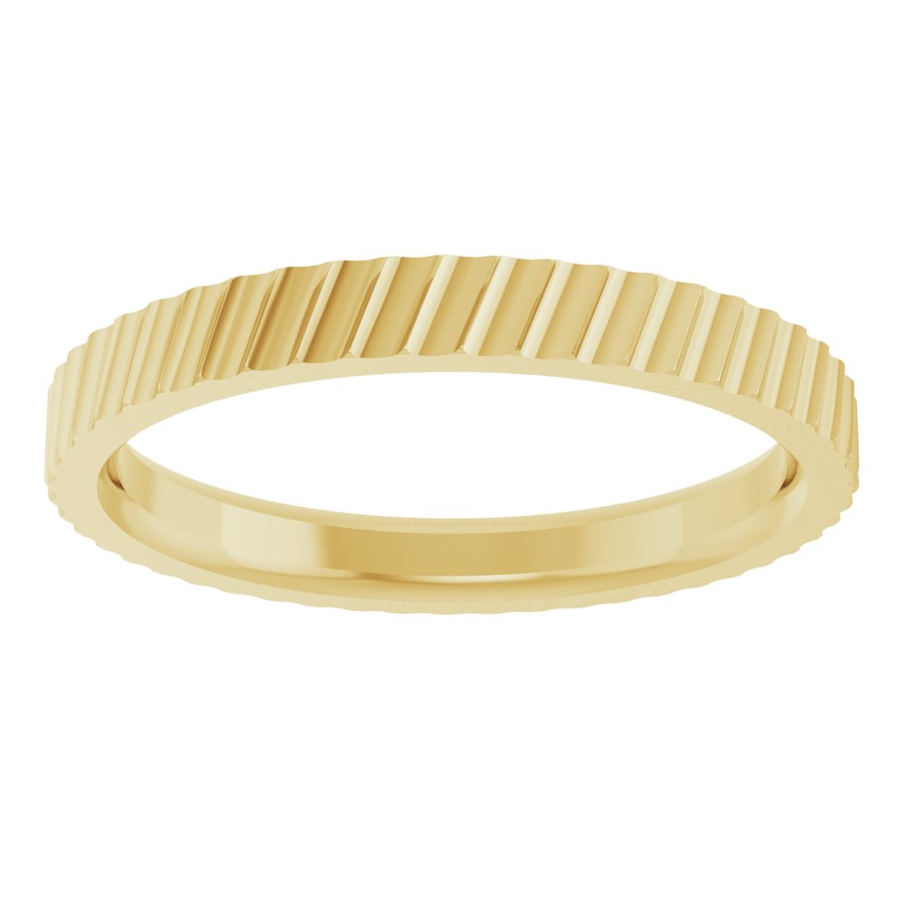 14K Yellow Gold 2.5 mm Diagonal Grooved Flat Band Size 7