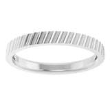 14K White Gold 2.5 mm Diagonal Grooved Flat Band Size 7.5