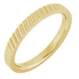 14K Yellow Gold 2.5 mm Diagonal Grooved Flat Band Size 7