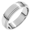 14K White Gold 6 mm Double Stepped-Edge Flat Band Size 10