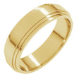 14K Yellow Gold 6 mm Double Stepped-Edge Flat Band Size 10.5