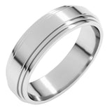 10K White Gold 6 mm Double Stepped-Edge Flat Band Size 4