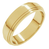 14K Yellow 6 mm Flat Double Stepped Edge Band Size 10