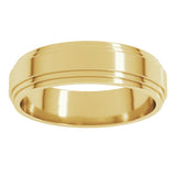 14K Yellow 6 mm Flat Double Stepped Edge Band