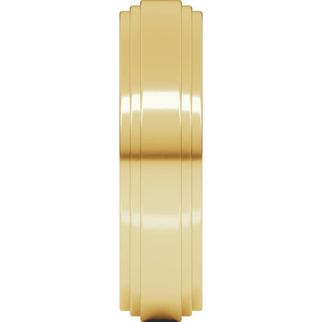 14K Yellow Gold 6 mm Double Stepped-Edge Flat Band Size 10.5