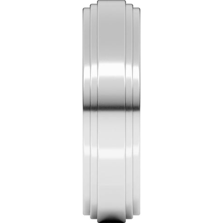 Platinum 6 mm Double Stepped-Edge Flat Band Size 10