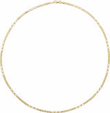 14K Yellow 2.5 mm Figaro 20" Chain