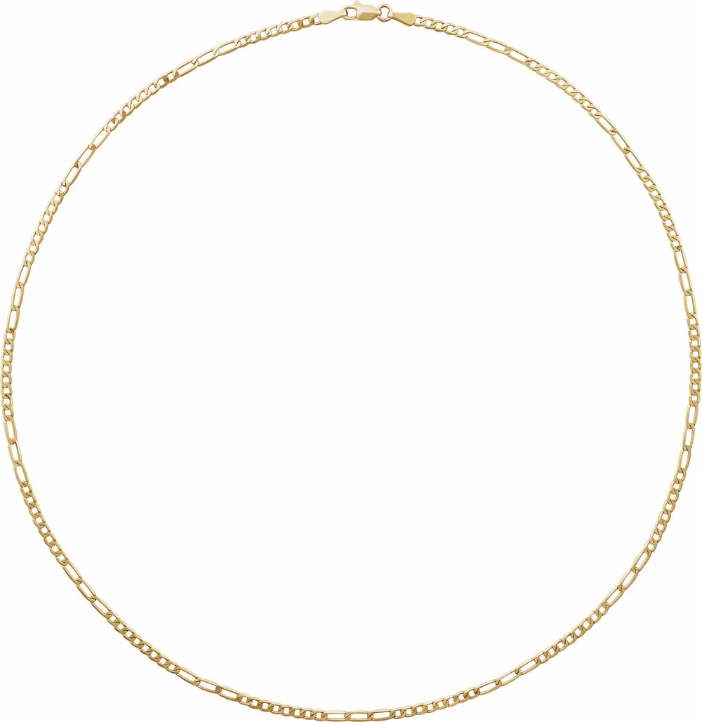 14K Yellow Gold 2.5 mm Figaro 18" Chain