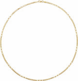 14K Yellow Gold 2.5 mm Figaro 18" Chain
