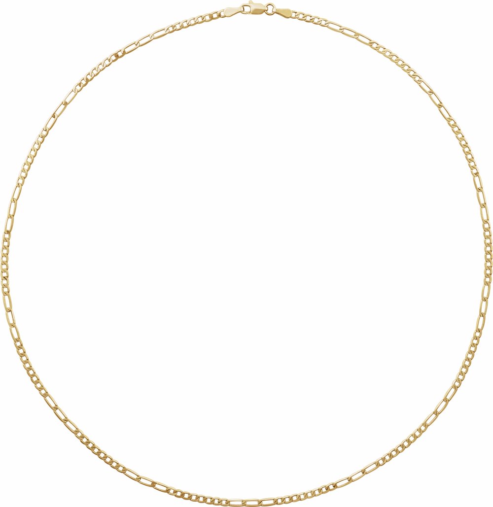 14K Yellow 2.5 mm Figaro 16" Chain