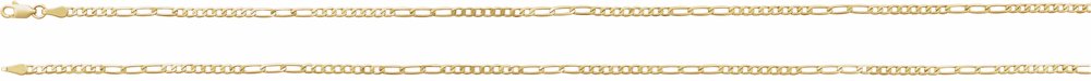 14K Yellow Gold 2.5 mm Figaro 18" Chain