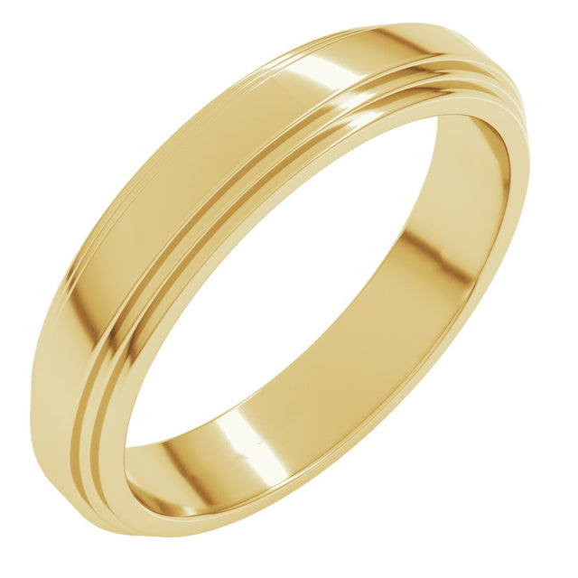 14K Yellow 4 mm Flat Double Stepped Edge Band Size 7