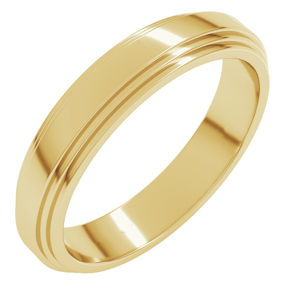 14K Yellow Gold 4 mm Double Stepped-Edge Flat Band Size 10