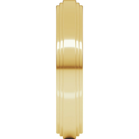 14K Yellow Gold 4 mm Double Stepped-Edge Flat Band Size 10