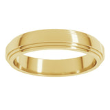 14K Yellow Gold 4 mm Double Stepped-Edge Flat Band Size 10