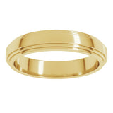 14K Yellow Gold 4 mm Double Stepped-Edge Flat Band Size 5.5
