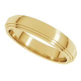 14K Yellow Gold 4 mm Double Stepped-Edge Flat Band Size 10