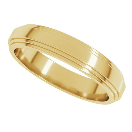 14K Yellow Gold 4 mm Double Stepped-Edge Flat Band Size 10
