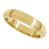 14K Yellow Gold 4 mm Double Stepped-Edge Flat Band Size 5.5