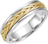 14K White/Yellow 5 mm Hand-Woven Comfort-Fit Flat Band  Size 8.5