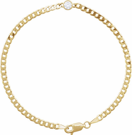 14K Yellow 1/10 CT Lab-Grown Diamond Link 7" Bracelet