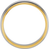 14K Yellow/White Gold Inlay 5.5 mm Flat Comfort-Fit Band Size 11