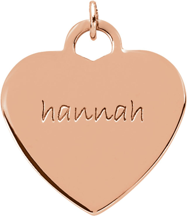 14K Rose Posh Mommy® Engravable Heart Pendant