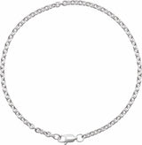 Sterling Silver 2.4 mm Cable 7" Chain
