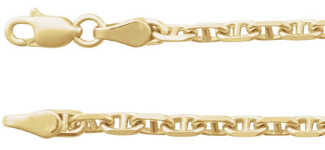 14K Yellow 2.6 mm Diamond-Cut Anchor 24" Chain