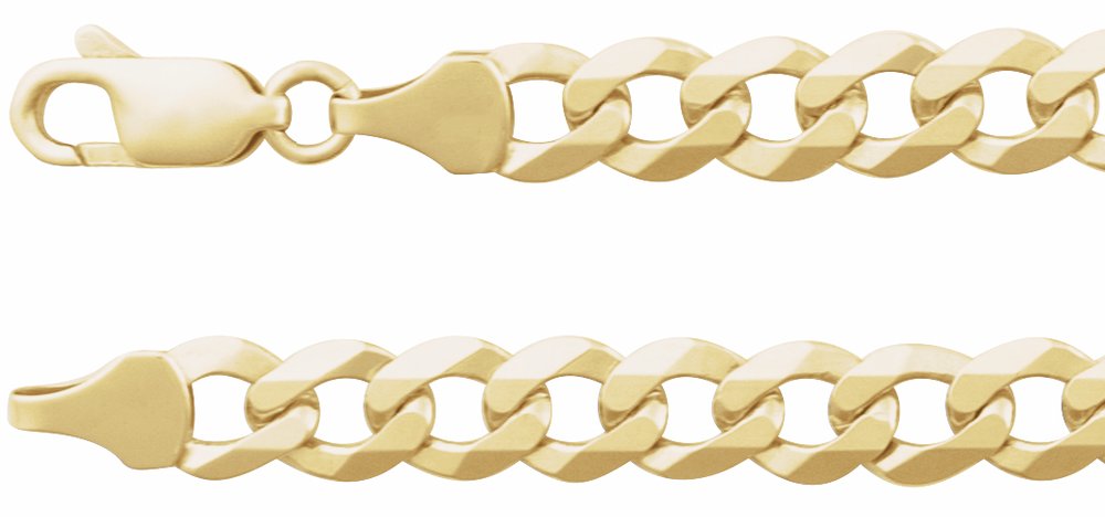 14K Yellow Gold 7 mm Curb 8" Chain