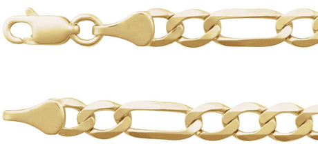 14K Yellow Gold 5.1 mm Figaro 18" Chain