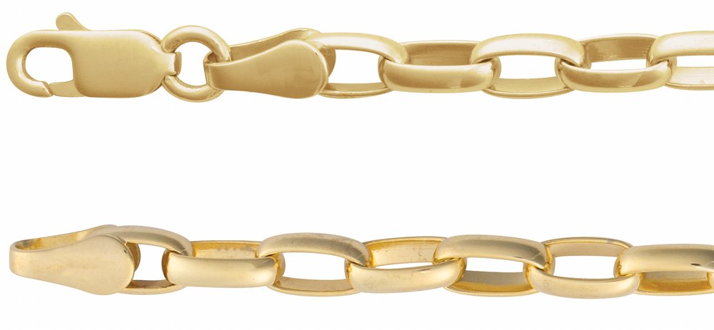 14K Yellow Gold 3.9 mm Puffed Oval Cable 20" Chain