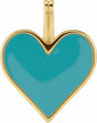 14K Yellow Gold Light Turquoise Enamel Heart Pendant