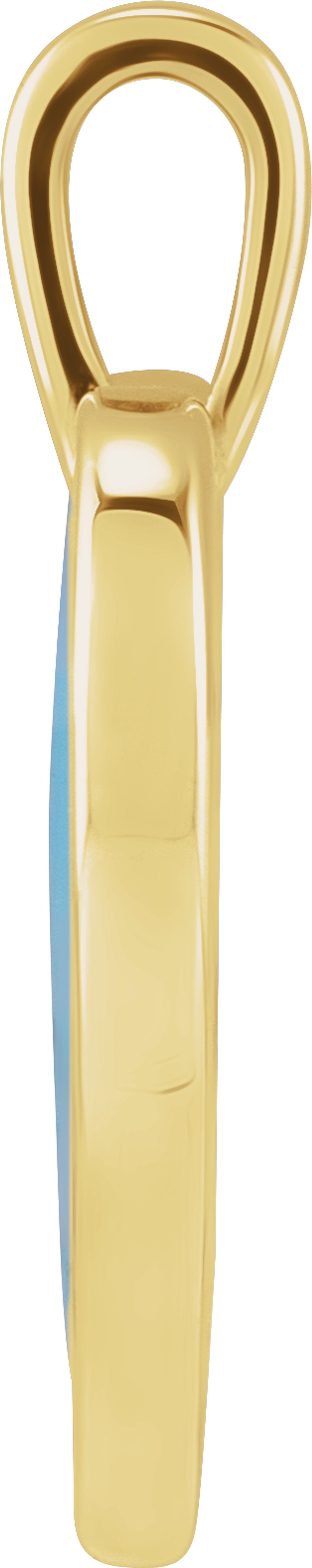 14K Yellow Gold Light Turquoise Enamel Heart Pendant