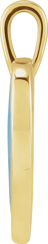 14K Yellow Gold Light Turquoise Enamel Heart Pendant