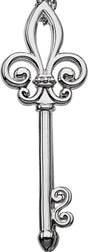 14K White Fleur-de-lis Key Pendant