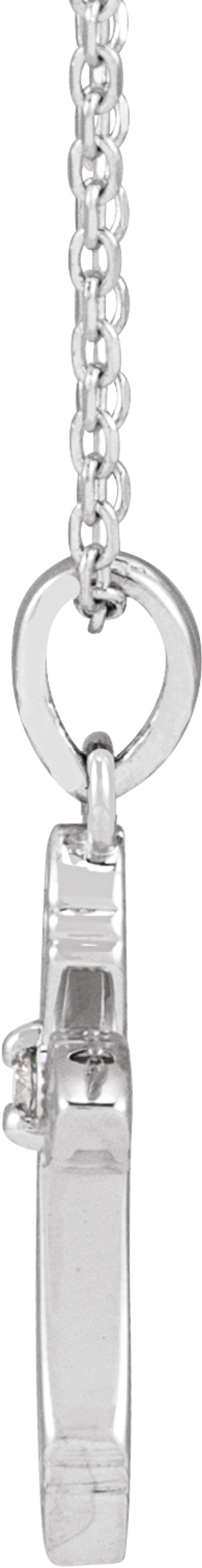 Sterling Silver .015 CT Natural Diamond Cross 16-18" Necklace