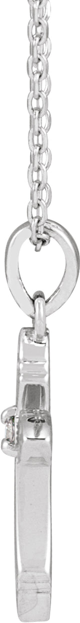 Sterling Silver .015 CT Natural Diamond Cross 16-18" Necklace